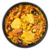 Paella Valenciana poulet, calamars, crevettes, moules