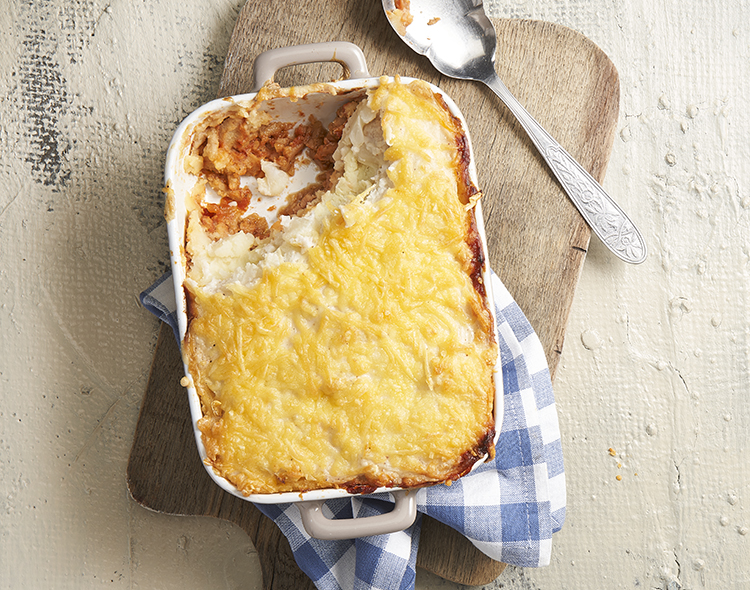 Une casserole avec de la viande hachée végétalienne, parfaite pour l'automne !