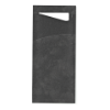 Sacchetto zwart 19 x 8.5 cm. Servet 33 x 33 cm. wit